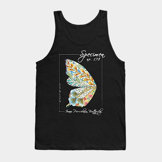 Imari Porcelain Butterfly | Vintage Modern Zoological Print White Tank Top by aRtVerse